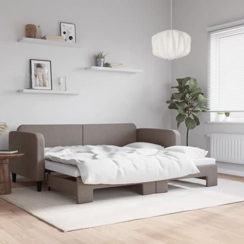 Qnhdfrt Tagesbett Ausziehbar 90x200 cm 2 in 1 Schlafsofa als Gästebett oder Doppelbett mit Robustem Holz Metall Rahmen und Atmungsaktivem Stoffbezug Taupe für Wohnzimmer Schlafzimmer Qnhdfrt Tagesbett Ausziehbar 90x200 cm 2 in 1 Schlafsofa als Gästebett oder Doppelbett mit Robustem Holz Metall Rahmen und Atmungsaktivem Stoffbezug Taupe für Wohnzimmer Schlafzimmer von Qnhdfrt