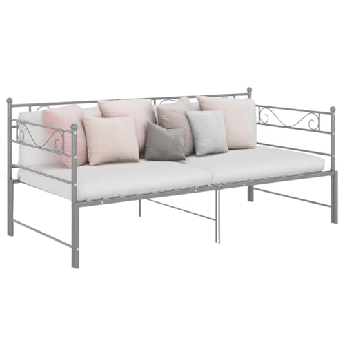 Qnhdfrt Tagesbett Ausziehbar Grau Metall 90x200 cm Schlafcouch mit Robustem Gestell als Gästebett oder Daybed für Wohnzimmer Schlafzimmer und Gästezimmer Qnhdfrt Tagesbett Ausziehbar Grau Metall 90x200 cm Schlafcouch mit Robustem Gestell als Gästebett oder Daybed für Wohnzimmer Schlafzimmer und Gästezimmer von Qnhdfrt