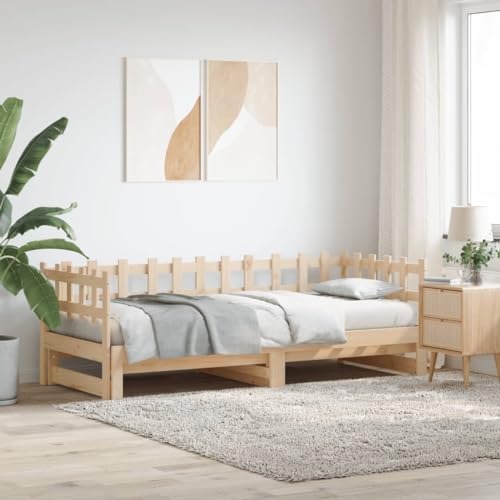 Qnhdfrt Tagesbett Ausziehbar Massivholz Kiefer 203,5 x 184 x 68,5 cm Lattenrost Design Gästebett Sofa Funktion Robust & Langlebig für Wohnzimmer Schlafzimmer von Qnhdfrt
