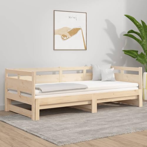 Qnhdfrt Tagesbett Ausziehbar Massivholz Kiefer 203 5 x 181 x 66 cm Multifunktionales Schlafsofa als Gästebett oder Daybed mit 2 Matratzen 90x200 cm für Wohnzimmer und Gästezimmer von Qnhdfrt