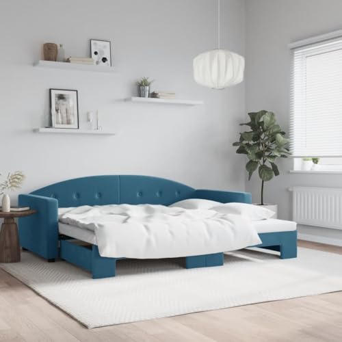 Qnhdfrt Tagesbett Ausziehbar Samt Blau 90x200 cm 2 in 1 Schlafsofa als Doppelbett mit Stauraum Modernes Design für Wohnzimmer und Gästezimmer Qnhdfrt Tagesbett Ausziehbar Samt Blau 90x200 cm 2 in 1 Schlafsofa als Doppelbett mit Stauraum Modernes Design für Wohnzimmer und Gästezimmer von Qnhdfrt