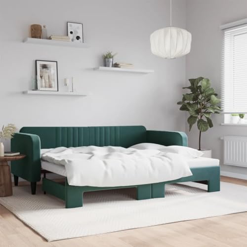 Qnhdfrt Tagesbett Ausziehbares 2 in 1 Sofa Bett Modernes Design Dunkelgrün Samt 90x200 cm Robuste Konstruktion für Wohnzimmer und Gästezimmer Qnhdfrt Tagesbett Ausziehbares 2 in 1 Sofa Bett Modernes Design Dunkelgrün Samt 90x200 cm Robuste Konstruktion für Wohnzimmer und Gästezimmer von Qnhdfrt