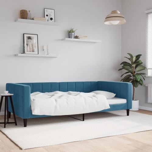 Qnhdfrt Tagesbett Blau 100x200 cm Modernes 2 in 1 Schlafsofa als Gästebett oder Daybed mit Samtbezug und Metall Massivholz Gestell für Wohnzimmer Schlafzimmer Qnhdfrt Tagesbett Blau 100x200 cm Modernes 2 in 1 Schlafsofa als Gästebett oder Daybed mit Samtbezug und Metall Massivholz Gestell für Wohnzimmer Schlafzimmer von Qnhdfrt