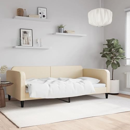 Qnhdfrt Tagesbett Creme 100x200 cm 2 in 1 Schlafsofa als Bett und Sofa Modernes Design mit Stoffbezug und Metall Massivholz Gestell Robust für Wohnzimmer Schlafzimmer Qnhdfrt Tagesbett Creme 100x200 cm 2 in 1 Schlafsofa als Bett und Sofa Modernes Design mit Stoffbezug und Metall Massivholz Gestell Robust für Wohnzimmer Schlafzimmer von Qnhdfrt