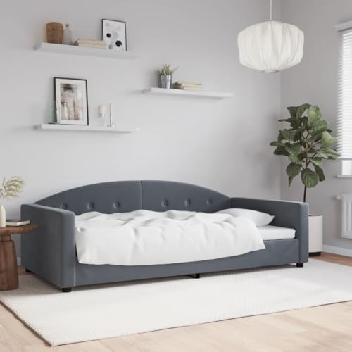 Qnhdfrt Tagesbett Dunkelgrau 100x200 cm Modernes 2 in 1 Schlafsofa als Bett und Couch mit Samtbezug Robustes Metall Massivholz Gestell für Wohnzimmer Schlafzimmer Qnhdfrt Tagesbett Dunkelgrau 100x200 cm Modernes 2 in 1 Schlafsofa als Bett und Couch mit Samtbezug Robustes Metall Massivholz Gestell für Wohnzimmer Schlafzimmer von Qnhdfrt