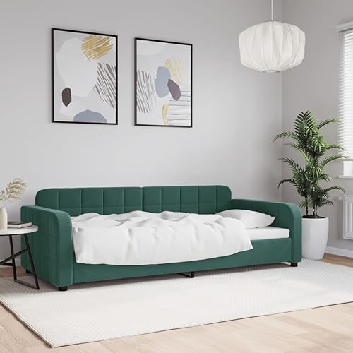 Qnhdfrt Tagesbett Dunkelgrün 90x200 cm Samt 2 in 1 Schlafsofa als Gästebett oder Daybed mit Metall und Massivholz Gestell Modernes Design für Wohnzimmer und Schlafzimmer von Qnhdfrt