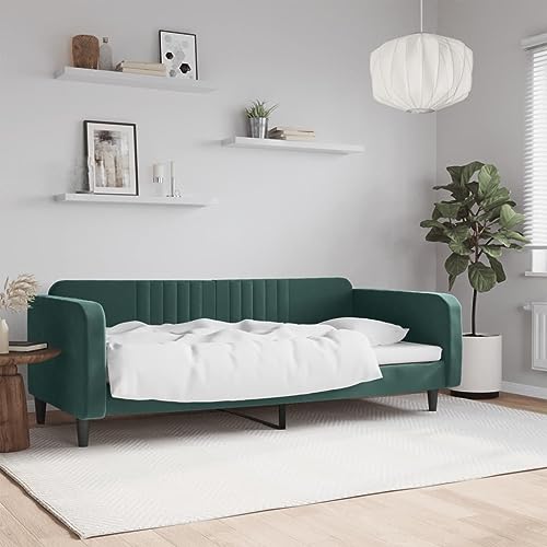 Qnhdfrt Tagesbett Dunkelgrün 90x200 cm Samt Modernes 2 in 1 Schlafsofa als Gästebett oder Daybed mit Metall Massivholz Gestell Bequem & Langlebig für Wohnzimmer Schlafzimmer von Qnhdfrt