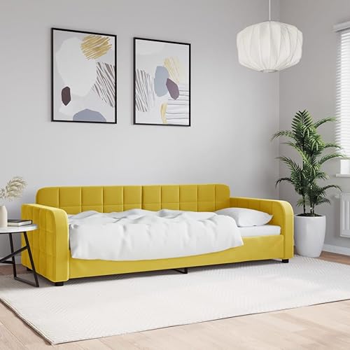 Qnhdfrt Tagesbett Gelb 80x200 cm Modernes 2 in 1 Schlafsofa als Bett und Couch mit Samtbezug Robustes Metall Massivholz Gestell für Wohnzimmer Schlafzimmer Qnhdfrt Tagesbett Gelb 80x200 cm Modernes 2 in 1 Schlafsofa als Bett und Couch mit Samtbezug Robustes Metall Massivholz Gestell für Wohnzimmer Schlafzimmer von Qnhdfrt