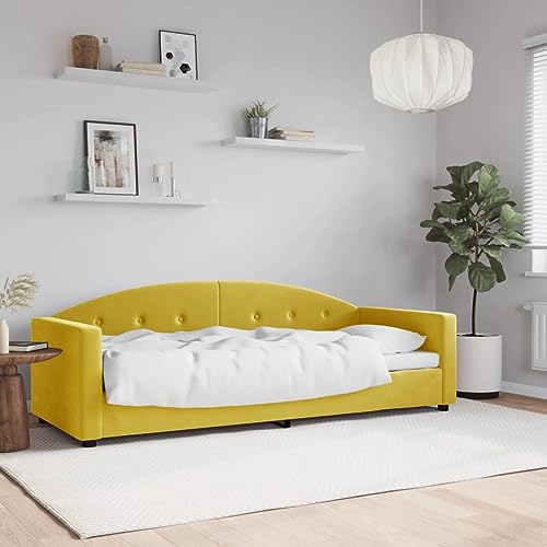 Qnhdfrt Tagesbett Gelb 80x200 cm Modernes 2 in 1 Schlafsofa als Bett und Sofa mit Samtbezug Robustes Metall Massivholz Gestell für Wohnzimmer Schlafzimmer Qnhdfrt Tagesbett Gelb 80x200 cm Modernes 2 in 1 Schlafsofa als Bett und Sofa mit Samtbezug Robustes Metall Massivholz Gestell für Wohnzimmer Schlafzimmer von Qnhdfrt