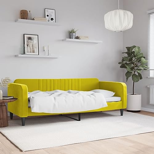 Qnhdfrt Tagesbett Gelb 80x200 cm Samt 2 in 1 Schlafsofa als Bett und Couch Modernes Design mit Metall und Massivholz Gestell Bequem für Wohnzimmer Schlafzimmer Gästezimmer Qnhdfrt Tagesbett Gelb 80x200 cm Samt 2 in 1 Schlafsofa als Bett und Couch Modernes Design mit Metall und Massivholz Gestell Bequem für Wohnzimmer Schlafzimmer Gästezimmer von Qnhdfrt