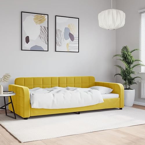 Qnhdfrt Tagesbett Gelb 90x200 cm Modernes 2 in 1 Schlafsofa aus Samt mit Metall Massivholz Gestell Bequem als Gästebett oder Daybed für Wohnzimmer Schlafzimmer Qnhdfrt Tagesbett Gelb 90x200 cm Modernes 2 in 1 Schlafsofa aus Samt mit Metall Massivholz Gestell Bequem als Gästebett oder Daybed für Wohnzimmer Schlafzimmer von Qnhdfrt