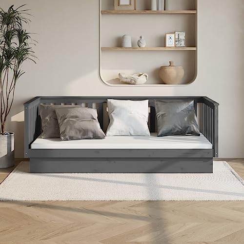 Qnhdfrt Tagesbett Grau 80x200 cm Massivholz Kiefer Bettgestell mit Lattenrost Daybed als Sofa oder Gästebett für Wohnzimmer und Schlafzimmer Qnhdfrt Tagesbett Grau 80x200 cm Massivholz Kiefer Bettgestell mit Lattenrost Daybed als Sofa oder Gästebett für Wohnzimmer und Schlafzimmer von Qnhdfrt