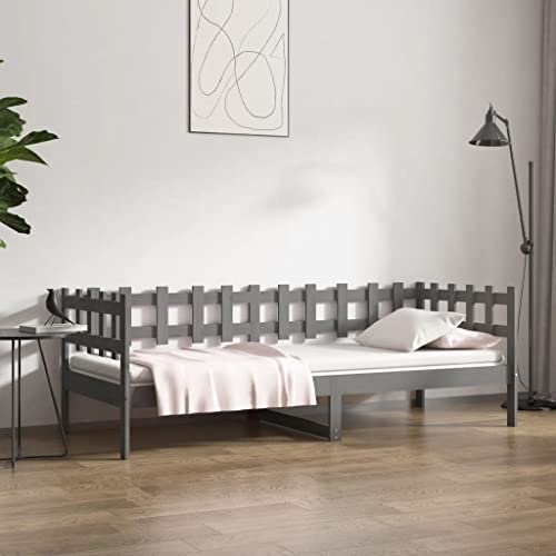 Qnhdfrt Tagesbett Grau 90x200 cm aus massivem Kiefernholz Multifunktionales Bett Sofa mit Lattenrost und Stauraum für Gästezimmer Wohnzimmer Qnhdfrt Tagesbett Grau 90x200 cm aus massivem Kiefernholz Multifunktionales Bett Sofa mit Lattenrost und Stauraum für Gästezimmer Wohnzimmer von Qnhdfrt