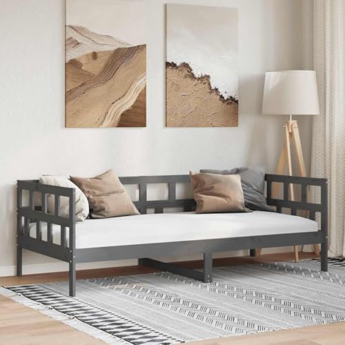 Qnhdfrt Tagesbett Grau Massivholz Kiefer 80x200 cm Multifunktionales Schlafsofa als Gästebett oder Familienbett mit rustikalem Charme und stabilen Latten Qnhdfrt Tagesbett Grau Massivholz Kiefer 80x200 cm Multifunktionales Schlafsofa als Gästebett oder Familienbett mit rustikalem Charme und stabilen Latten von Qnhdfrt