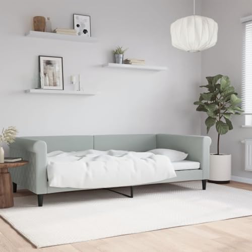 Qnhdfrt Tagesbett Hellgrau 100x200 cm 2 in 1 Schlafsofa als Bett und Couch Modernes Design mit Samtbezug Robustes Metall Massivholz Gestell für Wohnzimmer Schlafzimmer Gästezimmer Qnhdfrt Tagesbett Hellgrau 100x200 cm 2 in 1 Schlafsofa als Bett und Couch Modernes Design mit Samtbezug Robustes Metall Massivholz Gestell für Wohnzimmer Schlafzimmer Gästezimmer von Qnhdfrt