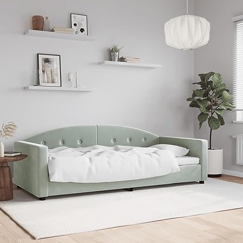 Qnhdfrt Tagesbett Hellgrau 90x190 cm Samt 2 in 1 Schlafsofa als Gästebett mit Metall Massivholz Gestell Modernes Design für Wohnzimmer Schlafzimmer Qnhdfrt Tagesbett Hellgrau 90x190 cm Samt 2 in 1 Schlafsofa als Gästebett mit Metall Massivholz Gestell Modernes Design für Wohnzimmer Schlafzimmer von Qnhdfrt