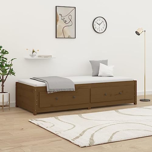 Qnhdfrt Tagesbett Honigbraun 90x200 cm Massivholz Kiefer Sofabett mit Stauraum Robustes Gästebett für Wohnzimmer und Schlafzimmer von Qnhdfrt