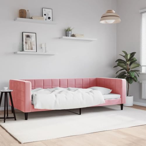 Qnhdfrt Tagesbett Rosa 90x200 cm Samt Sofa Bett Modernes Design Metall Massivholz Gästebett für Wohnzimmer Schlafzimmer Qnhdfrt Tagesbett Rosa 90x200 cm Samt Sofa Bett Modernes Design Metall Massivholz Gästebett für Wohnzimmer Schlafzimmer von Qnhdfrt