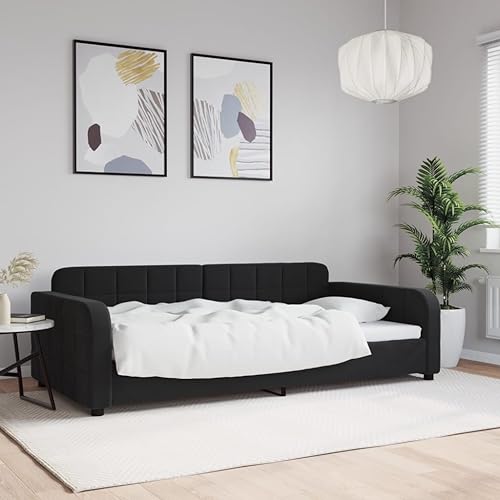 Qnhdfrt Tagesbett Schwarz 100x200 cm Samt Modernes 2 in 1 Schlafsofa als Bett und Couch mit Metall Massivholz Gestell für Wohnzimmer Schlafzimmer Gästezimmer Qnhdfrt Tagesbett Schwarz 100x200 cm Samt Modernes 2 in 1 Schlafsofa als Bett und Couch mit Metall Massivholz Gestell für Wohnzimmer Schlafzimmer Gästezimmer von Qnhdfrt