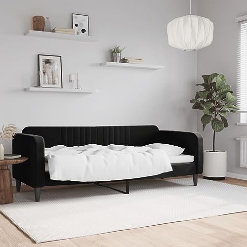 Qnhdfrt Tagesbett Schwarz 80x200 cm Samt Modernes 2 in 1 Schlafsofa als Bett und Couch mit Metall Massivholz Gestell Bequem für Wohnzimmer Schlafzimmer Gästezimmer Qnhdfrt Tagesbett Schwarz 80x200 cm Samt Modernes 2 in 1 Schlafsofa als Bett und Couch mit Metall Massivholz Gestell Bequem für Wohnzimmer Schlafzimmer Gästezimmer von Qnhdfrt