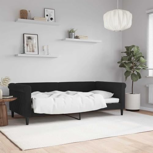 Qnhdfrt Tagesbett Schwarz 90x190 cm Samt Modernes 2 in 1 Schlafsofa für Gäste mit Metall Massivholz Gestell und Schaumstoff Polsterung für Wohnzimmer Schlafzimmer Qnhdfrt Tagesbett Schwarz 90x190 cm Samt Modernes 2 in 1 Schlafsofa für Gäste mit Metall Massivholz Gestell und Schaumstoff Polsterung für Wohnzimmer Schlafzimmer von Qnhdfrt