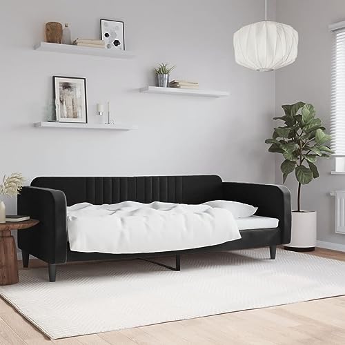 Qnhdfrt Tagesbett Schwarz 90x200 cm Samt 2 in 1 Schlafsofa als Bett und Couch Modernes Design mit Metall Massivholz Gestell Bequem für Wohnzimmer Schlafzimmer Gästezimmer Qnhdfrt Tagesbett Schwarz 90x200 cm Samt 2 in 1 Schlafsofa als Bett und Couch Modernes Design mit Metall Massivholz Gestell Bequem für Wohnzimmer Schlafzimmer Gästezimmer von Qnhdfrt