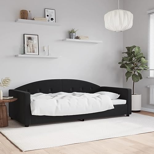 Qnhdfrt Tagesbett Schwarz 90x200 cm Samt Modernes 2 in 1 Schlafsofa Bettgestell mit Metall Massivholz Gestell für Gästezimmer Wohnzimmer und Schlafzimmer von Qnhdfrt
