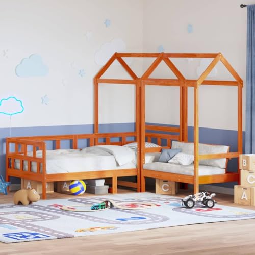 Qnhdfrt Tagesbett Set mit Dach aus massivem Kiefernholz 90x200 cm Tagesbett Sofa Bank mit Stauraum und Lattenrost für Kinderzimmer Wohnzimmer von Qnhdfrt