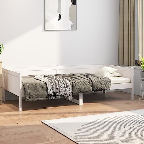 Qnhdfrt Tagesbett Weiß aus Massivholz Kiefer 90x190 cm Multifunktionales Schlafsofa als Gästebett oder Daybed mit rustikalem Charme für Wohnzimmer und Gästezimmer von Qnhdfrt