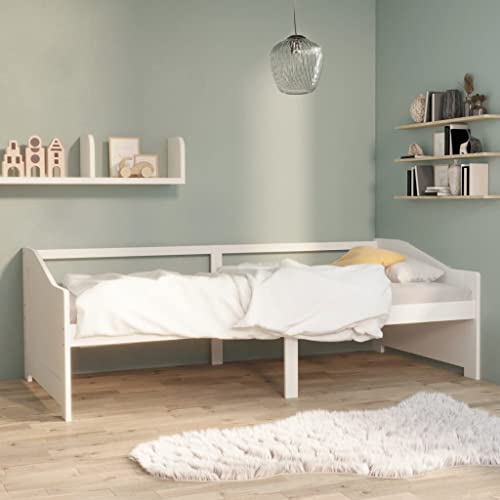 Qnhdfrt Tagesbett Weiß aus Massivholz Kiefer 90x200 cm Multifunktionales Sofabett als Gästebett oder Schlafsofa mit Lattenrost Robustes Design für Wohnzimmer Schlafzimmer und Gästezimmer von Qnhdfrt