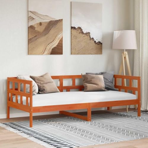 Qnhdfrt Tagesbett aus massiver Kiefer Wachsbraun 90x200 cm Multifunktionales Schlafsofa als Gästebett oder Daybed mit rustikalem Charme für Wohnzimmer Schlafzimmer und Gästezimmer von Qnhdfrt