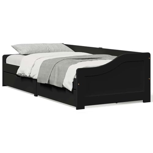 Qnhdfrt Tagesbett iRun Schwarz Massivholz Kiefer 90x200 cm Mit 2 Schubladen Lattenrost Daybed Gästebett Sofa Bett Für Wohnzimmer Schlafzimmer Qnhdfrt Tagesbett iRun Schwarz Massivholz Kiefer 90x200 cm Mit 2 Schubladen Lattenrost Daybed Gästebett Sofa Bett Für Wohnzimmer Schlafzimmer von Qnhdfrt