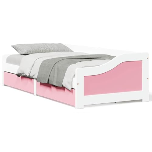 Qnhdfrt Tagesbett mit 2 Schubladen Weiß Rosa Massivholz Kiefer 90x200 cm Daybed als Sofa oder Gästebett mit Lattenrost für Wohnzimmer und Schlafzimmer Qnhdfrt Tagesbett mit 2 Schubladen Weiß Rosa Massivholz Kiefer 90x200 cm Daybed als Sofa oder Gästebett mit Lattenrost für Wohnzimmer und Schlafzimmer von Qnhdfrt
