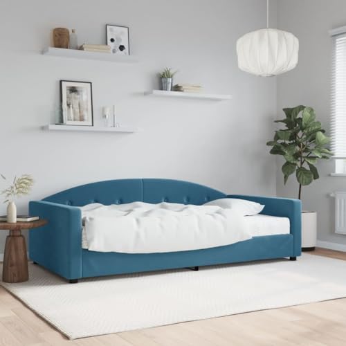 Qnhdfrt Tagesbett mit Matratze 100x200 cm Blau Samt 2 in 1 Schlafsofa als Gästebett oder Single Bed mit Holz Metall Rahmen für Wohnzimmer und Schlafzimmer Qnhdfrt Tagesbett mit Matratze 100x200 cm Blau Samt 2 in 1 Schlafsofa als Gästebett oder Single Bed mit Holz Metall Rahmen für Wohnzimmer und Schlafzimmer von Qnhdfrt