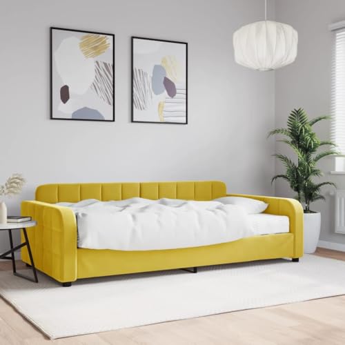 Qnhdfrt Tagesbett mit Matratze 100x200 cm Gelb Samt 2 in 1 Schlafsofa als Gästebett oder Daybed mit Schaumstoffmatratze für Wohnzimmer und Schlafzimmer Qnhdfrt Tagesbett mit Matratze 100x200 cm Gelb Samt 2 in 1 Schlafsofa als Gästebett oder Daybed mit Schaumstoffmatratze für Wohnzimmer und Schlafzimmer von Qnhdfrt