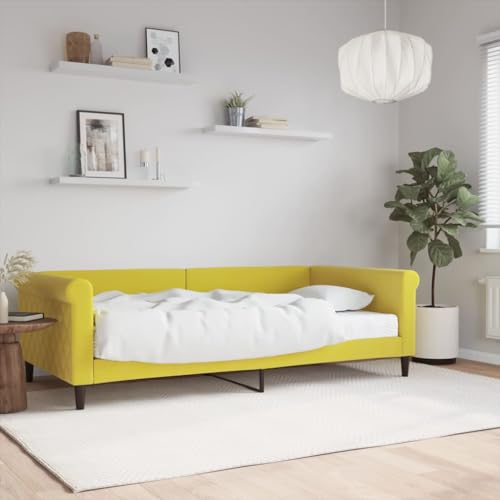 Qnhdfrt Tagesbett mit Matratze 100x200 cm Gelb Samt 2in1 Schlafsofa Modernes Design Robustes Holz Metall Gästebett für Wohn und Schlafzimmer Qnhdfrt Tagesbett mit Matratze 100x200 cm Gelb Samt 2in1 Schlafsofa Modernes Design Robustes Holz Metall Gästebett für Wohn und Schlafzimmer von Qnhdfrt