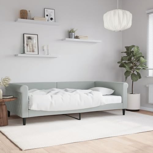 Qnhdfrt Tagesbett mit Matratze 100x200 cm Hellgrau Samt Modernes Design 2 in 1 Schlafsofa für Gästezimmer und Wohnbereich Qnhdfrt Tagesbett mit Matratze 100x200 cm Hellgrau Samt Modernes Design 2 in 1 Schlafsofa für Gästezimmer und Wohnbereich von Qnhdfrt