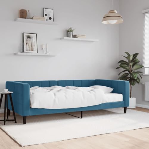 Qnhdfrt Tagesbett mit Matratze 100x200 cm Modernes 2 in 1 Schlafsofa als Gästebett oder Daybed mit Samtbezug und Schaumstoffmatratze für Wohnzimmer Schlafzimmer von Qnhdfrt