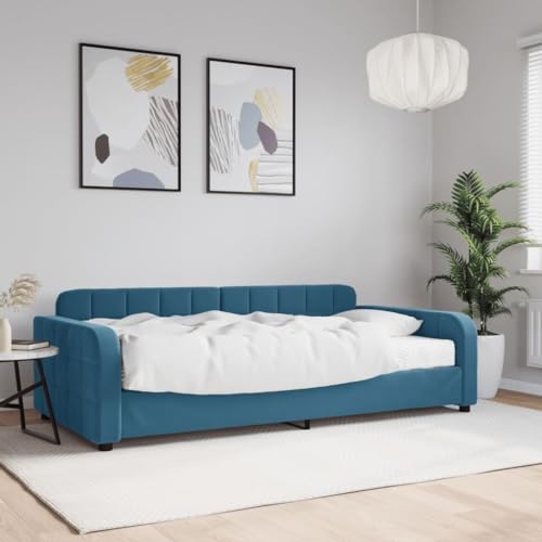 Qnhdfrt Tagesbett mit Matratze 100x200 cm Samt Blau 2 in 1 Schlafsofa Bettgestell aus Holz und Metall für Gästezimmer Wohnbereich Qnhdfrt Tagesbett mit Matratze 100x200 cm Samt Blau 2 in 1 Schlafsofa Bettgestell aus Holz und Metall für Gästezimmer Wohnbereich von Qnhdfrt