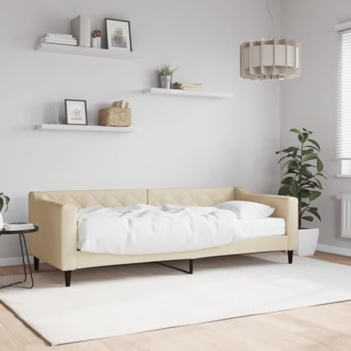 Qnhdfrt Tagesbett mit Matratze 80x200 cm Creme Modernes 2 in 1 Schlafsofa als Bett und Sofa mit Schaumstoffmatratze Strapazierfähiger Stoff und Robuste Konstruktion für Wohnzimmer und Schlafzimmer Qnhdfrt Tagesbett mit Matratze 80x200 cm Creme Modernes 2 in 1 Schlafsofa als Bett und Sofa mit Schaumstoffmatratze Strapazierfähiger Stoff und Robuste Konstruktion für Wohnzimmer und Schlafzimmer von Qnhdfrt