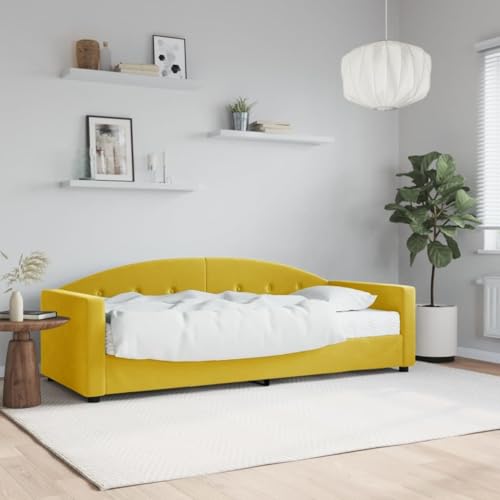 Qnhdfrt Tagesbett mit Matratze 80x200 cm Gelb Samt 2 in 1 Schlafsofa als Bett und Sofa Gästebett mit Schaumstoffmatratze für Wohnzimmer und Schlafzimmer Qnhdfrt Tagesbett mit Matratze 80x200 cm Gelb Samt 2 in 1 Schlafsofa als Bett und Sofa Gästebett mit Schaumstoffmatratze für Wohnzimmer und Schlafzimmer von Qnhdfrt
