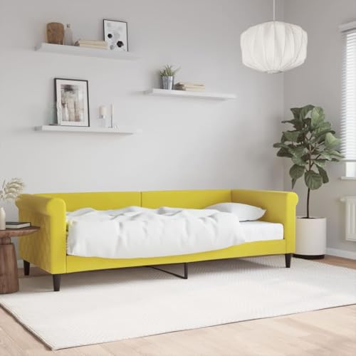 Qnhdfrt Tagesbett mit Matratze 80x200 cm Modernes 2 in 1 Schlafsofa als Bett und Couch Samtbezug Gelb Robustes Metall Holz Gestell für Wohnzimmer Schlafzimmer Gästezimmer Qnhdfrt Tagesbett mit Matratze 80x200 cm Modernes 2 in 1 Schlafsofa als Bett und Couch Samtbezug Gelb Robustes Metall Holz Gestell für Wohnzimmer Schlafzimmer Gästezimmer von Qnhdfrt