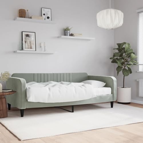 Qnhdfrt Tagesbett mit Matratze 90x190 cm Hellgrau Samt 2 in 1 Schlafsofa Bettgarnitur für Gästezimmer Wohnzimmer und Schlafbereich Qnhdfrt Tagesbett mit Matratze 90x190 cm Hellgrau Samt 2 in 1 Schlafsofa Bettgarnitur für Gästezimmer Wohnzimmer und Schlafbereich von Qnhdfrt