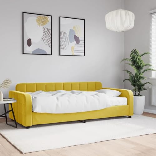Qnhdfrt Tagesbett mit Matratze 90x200 cm Gelb Samt 2 in 1 Schlafsofa als Gästebett oder Single Bed mit Schaumstoffmatratze und Massivholz Rahmen für Wohnzimmer Schlafzimmer Qnhdfrt Tagesbett mit Matratze 90x200 cm Gelb Samt 2 in 1 Schlafsofa als Gästebett oder Single Bed mit Schaumstoffmatratze und Massivholz Rahmen für Wohnzimmer Schlafzimmer von Qnhdfrt