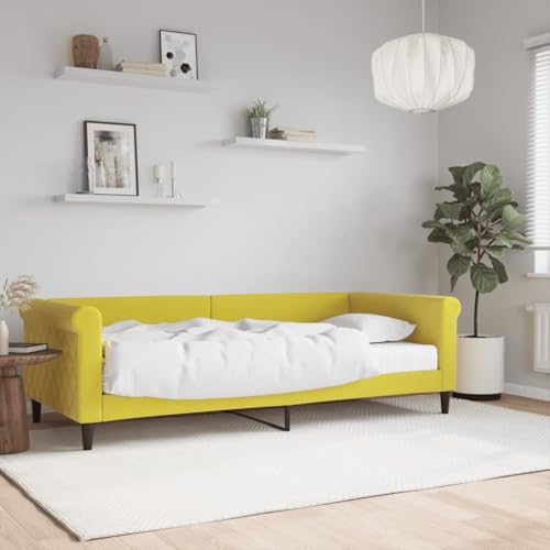 Qnhdfrt Tagesbett mit Matratze 90x200 cm Modernes 2 in 1 Schlafsofa als Bett und Couch Samtbezug Gelb für Wohnzimmer Schlafzimmer Gästezimmer Qnhdfrt Tagesbett mit Matratze 90x200 cm Modernes 2 in 1 Schlafsofa als Bett und Couch Samtbezug Gelb für Wohnzimmer Schlafzimmer Gästezimmer von Qnhdfrt