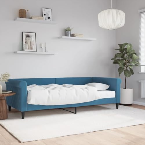 Qnhdfrt Tagesbett mit Matratze 90x200 cm Modernes 2 in 1 Schlafsofa als Gästebett oder Daybed Blauer Samtbezug mit Holz Metall Rahmen für Wohnzimmer und Schlafzimmer Qnhdfrt Tagesbett mit Matratze 90x200 cm Modernes 2 in 1 Schlafsofa als Gästebett oder Daybed Blauer Samtbezug mit Holz Metall Rahmen für Wohnzimmer und Schlafzimmer von Qnhdfrt