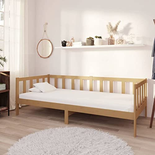 Qnhdfrt Tagesbett mit Matratze 90x200 cm aus Massivholz Kiefer Honigbraun Multifunktionales Gästebett als Sofa und Schlafmöbel für Wohnzimmer Gästezimmer von Qnhdfrt