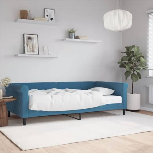 Qnhdfrt Tagesbett mit Matratze Blau 100x200 cm Modernes 2 in 1 Schlafsofa als Bett und Couch mit Samtbezug Robustes Holz Metall Gestell für Wohnzimmer Schlafzimmer Qnhdfrt Tagesbett mit Matratze Blau 100x200 cm Modernes 2 in 1 Schlafsofa als Bett und Couch mit Samtbezug Robustes Holz Metall Gestell für Wohnzimmer Schlafzimmer von Qnhdfrt