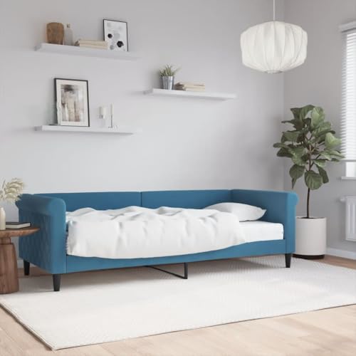 Qnhdfrt Tagesbett mit Matratze Blau 80x200 cm Modernes 2 in 1 Schlafsofa als Bett und Couch mit Samtbezug Robustes Holz Metall Gestell für Wohnzimmer Schlafzimmer Qnhdfrt Tagesbett mit Matratze Blau 80x200 cm Modernes 2 in 1 Schlafsofa als Bett und Couch mit Samtbezug Robustes Holz Metall Gestell für Wohnzimmer Schlafzimmer von Qnhdfrt