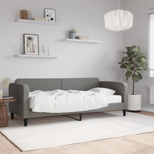 Qnhdfrt Tagesbett mit Matratze Dunkelgrau 80x200 cm 2 in 1 Schlafsofa als Bett und Sofa mit Schaumstoffmatratze aus strapazierfähigem Polyester für Wohnzimmer und Gästezimmer von Qnhdfrt